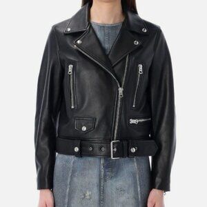 Acne Studios Mock Core Leather Moto Biker Jacket. Size 32. Includes Belt. $1600